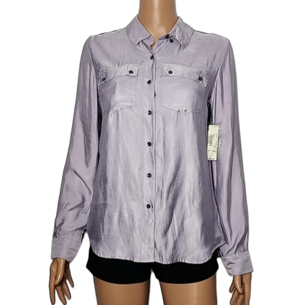 I RONSON Women Purple lilac Long Sleeve Button-Down Shirt Size XS NWT